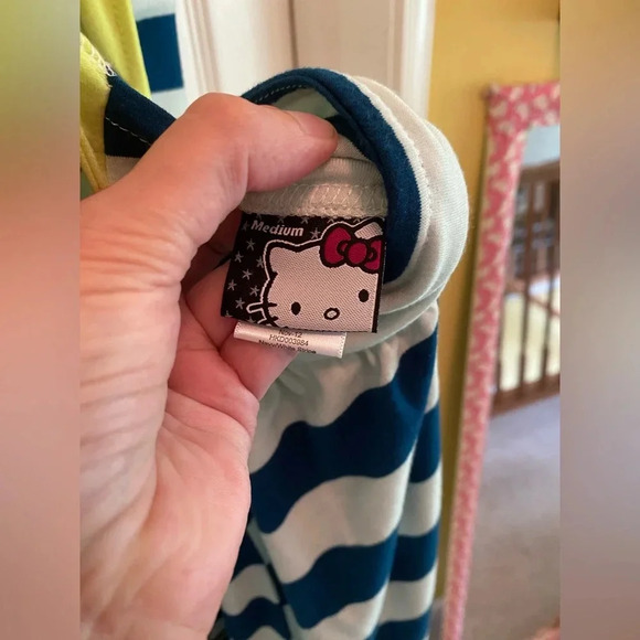 Sanrio Hello Kitty Sailor Sleeveless Jersey Mini Dress Blue Stripes Tie Back - Picture 9 of 10